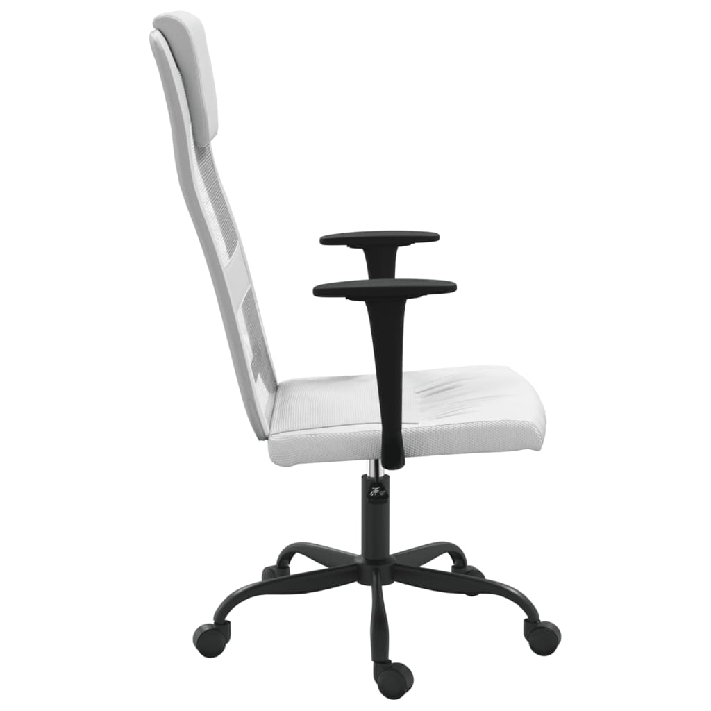 vidaXL Ergonomic Office Chair White Mesh Fabric and Faux Leather - Adjustable Height, Swivel, with Rolling Castors - BEYRUN