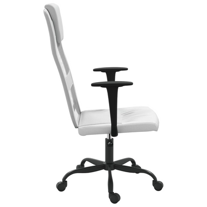 vidaXL Ergonomic Office Chair White Mesh Fabric and Faux Leather - Adjustable Height, Swivel, with Rolling Castors - BEYRUN