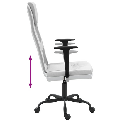 vidaXL Ergonomic Office Chair White Mesh Fabric and Faux Leather - Adjustable Height, Swivel, with Rolling Castors - BEYRUN