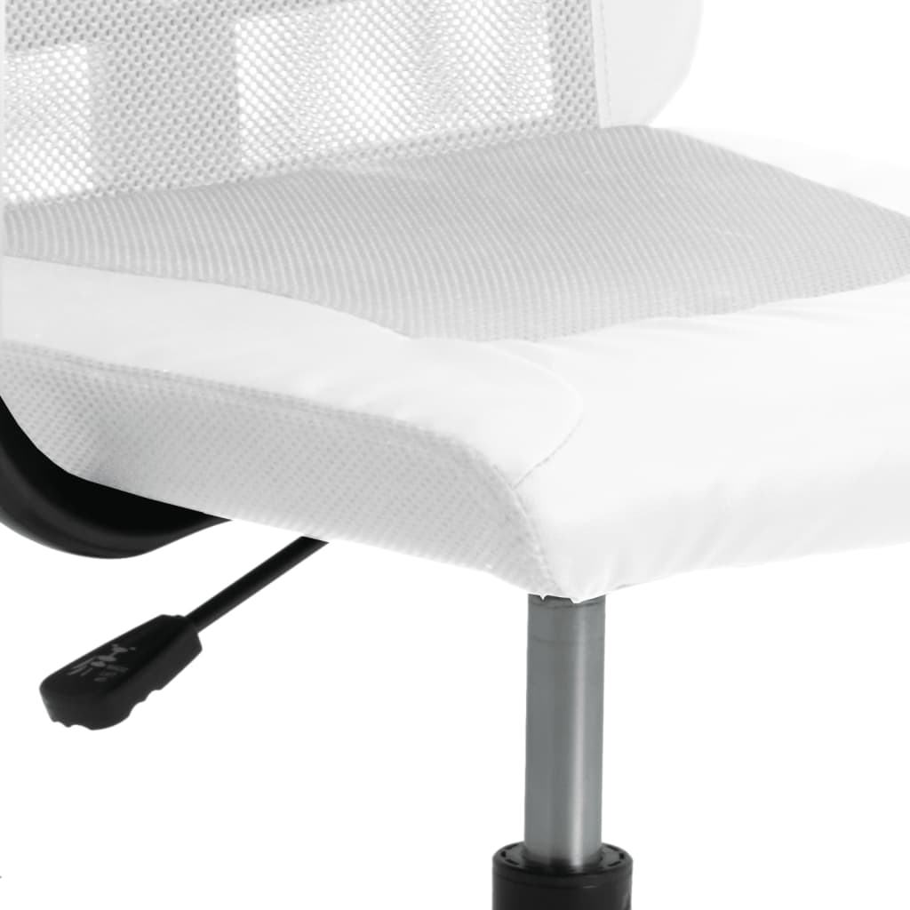 vidaXL Ergonomic Office Chair White Mesh Fabric and Faux Leather - Adjustable Height, Swivel, with Rolling Castors - BEYRUN