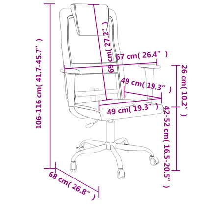 vidaXL Ergonomic Office Chair White Mesh Fabric and Faux Leather - Adjustable Height, Swivel, with Rolling Castors - BEYRUN