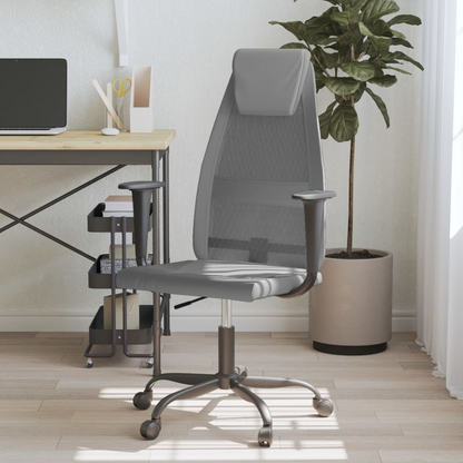 vidaXL Grey Mesh Office Chair - Comfortable & Stylish Faux Leather Design - BEYRUN