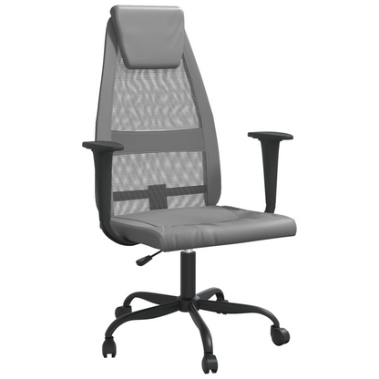 vidaXL Grey Mesh Office Chair - Comfortable & Stylish Faux Leather Design - BEYRUN