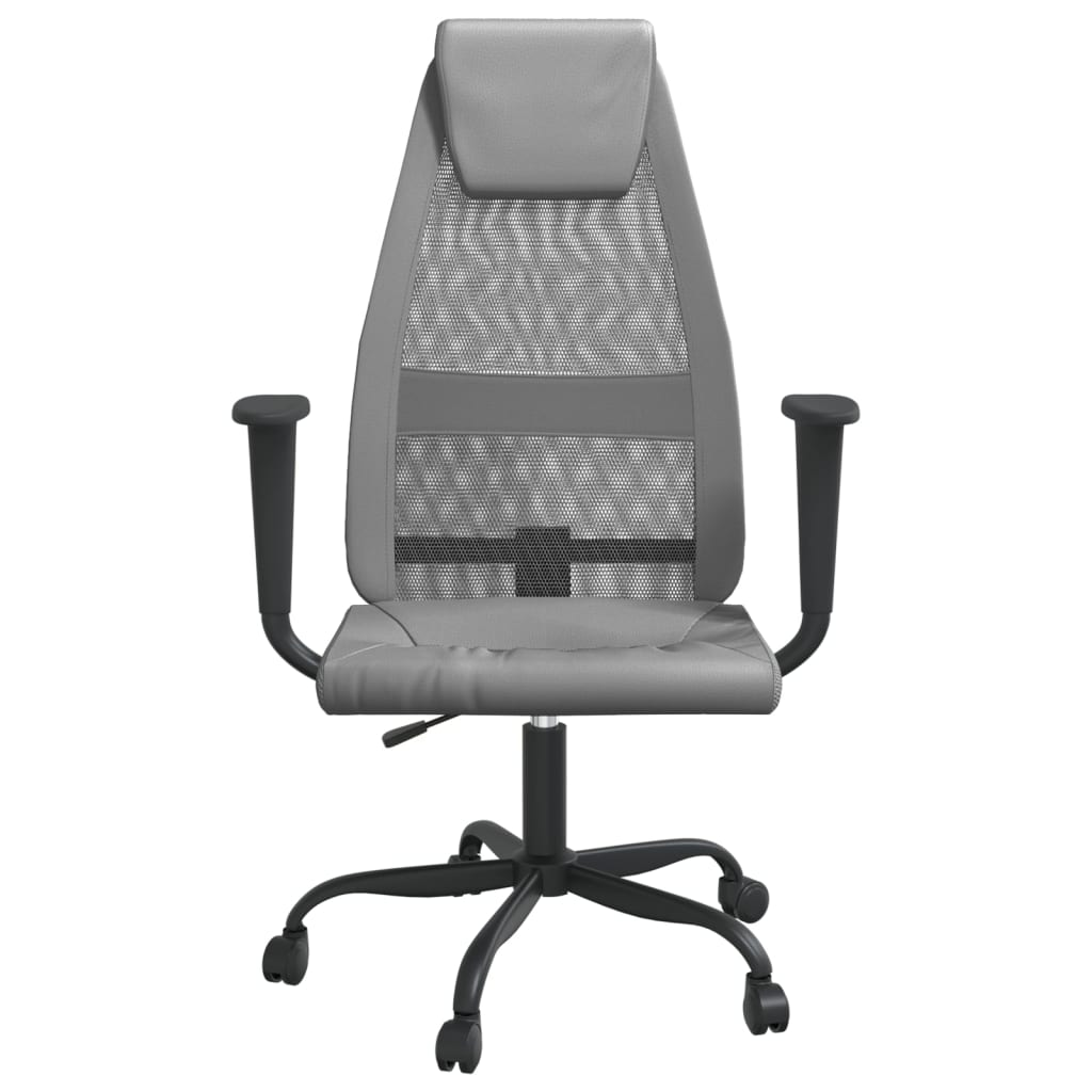 vidaXL Grey Mesh Office Chair - Comfortable & Stylish Faux Leather Design - BEYRUN