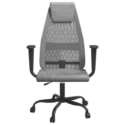 vidaXL Grey Mesh Office Chair - Comfortable & Stylish Faux Leather Design - BEYRUN