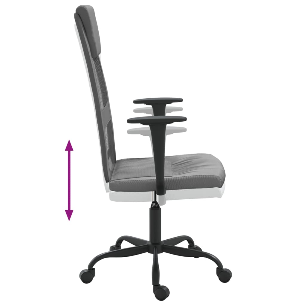 vidaXL Grey Mesh Office Chair - Comfortable & Stylish Faux Leather Design - BEYRUN