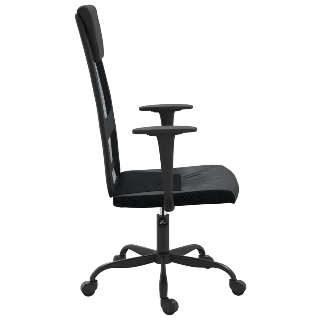 vidaXL Black Mesh Fabric & Faux Leather Office Chair - Comfort & Style for Ultimate Productivity - BEYRUN