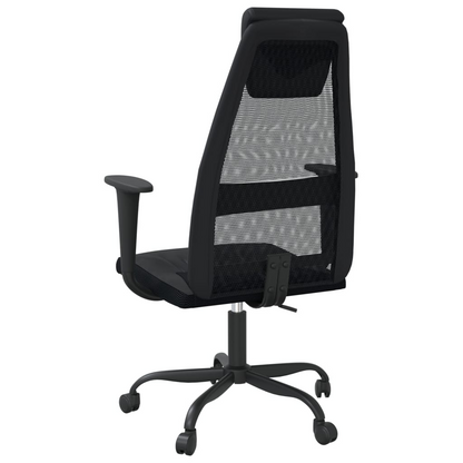 vidaXL Black Mesh Fabric & Faux Leather Office Chair - Comfort & Style for Ultimate Productivity - BEYRUN