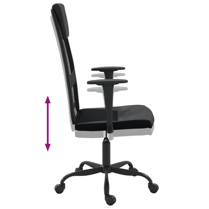 vidaXL Black Mesh Fabric & Faux Leather Office Chair - Comfort & Style for Ultimate Productivity - BEYRUN