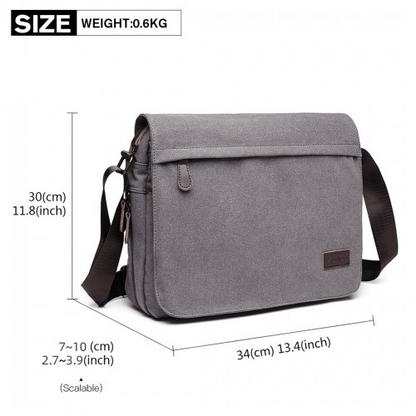 Kono Classic Expanding Messenger Bag - Grey | Versatile & Stylish Laptop Bag - BEYRUN