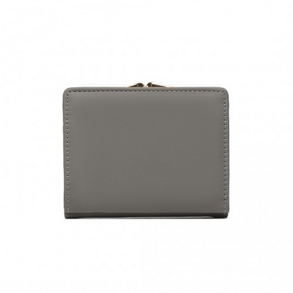 Miss Lulu PU Leather Half-Circle Petal Clasp Wallet - Grey - BEYRUN