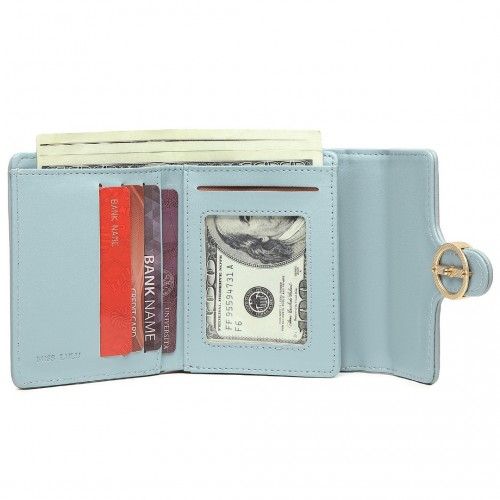 Miss Lulu PU Leather Leaf-Shaped Round Clasp Wallet - Elegant Blue Women's Accessory - BEYRUN