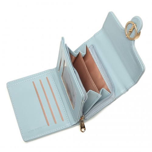 Miss Lulu PU Leather Leaf-Shaped Round Clasp Wallet - Elegant Blue Women's Accessory - BEYRUN