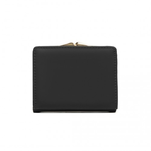 Miss Lulu PU Leather Half-Circle Petal Clasp Wallet - Black | Elegant & Functional - BEYRUN