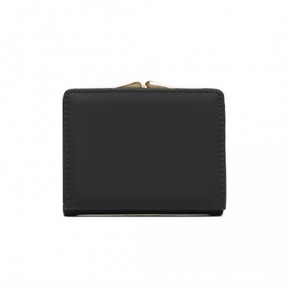 Miss Lulu PU Leather Half-Circle Petal Clasp Wallet - Black | Elegant & Functional - BEYRUN