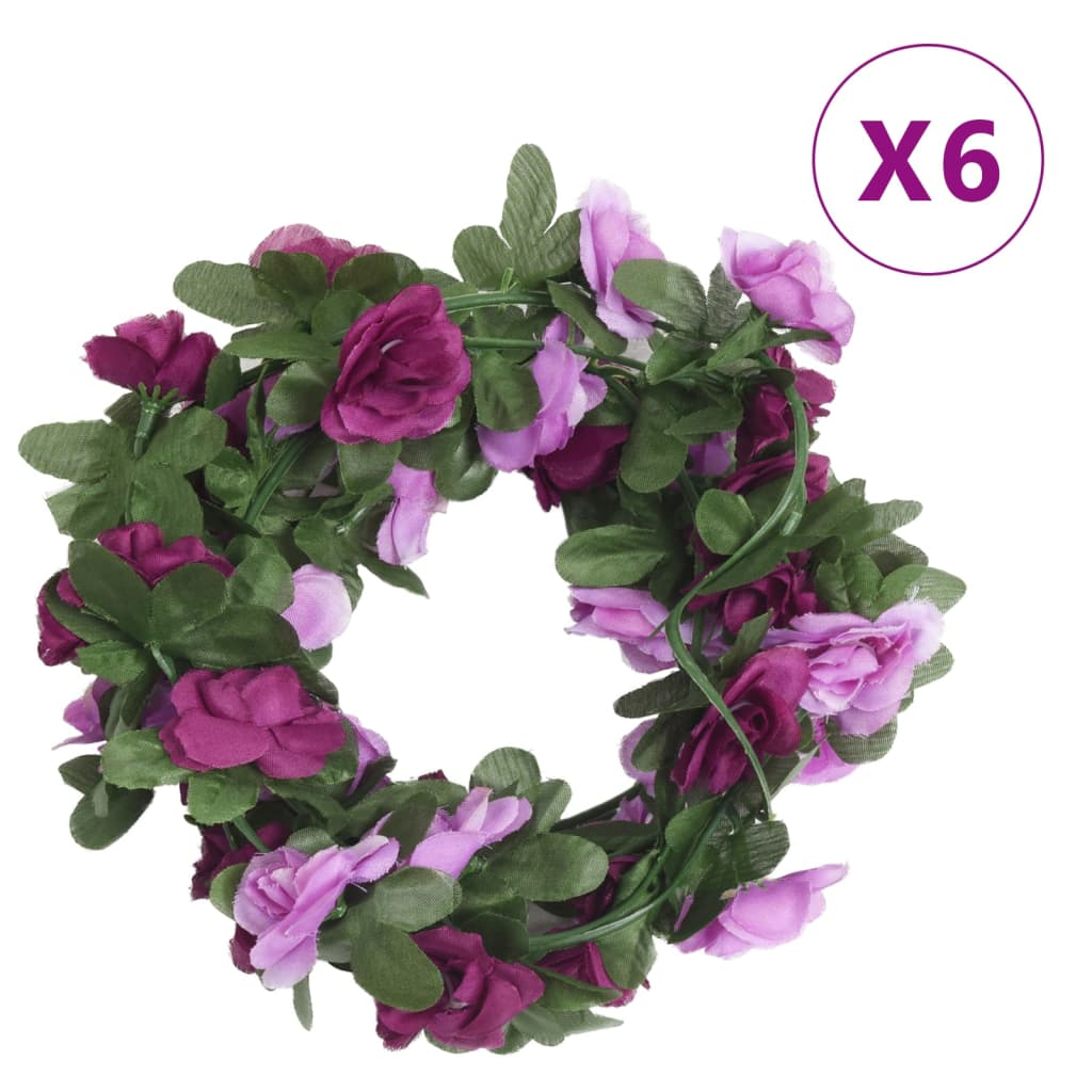 vidaXL Set of 6 Christmas Flower Garlands - Spring Light Purple, 250 cm - Elegant & Realistic Floral Décor - BEYRUN