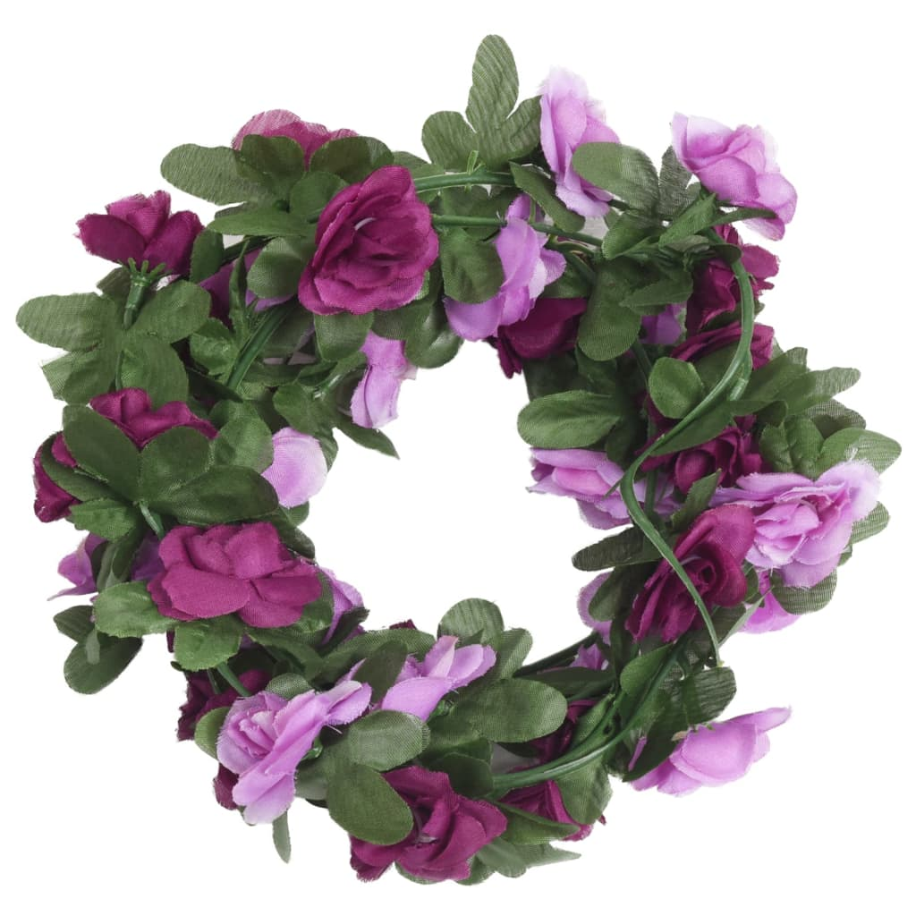 vidaXL Set of 6 Christmas Flower Garlands - Spring Light Purple, 250 cm - Elegant & Realistic Floral Décor - BEYRUN