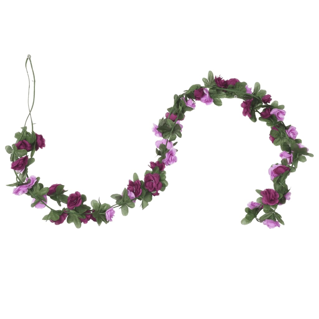 vidaXL Set of 6 Christmas Flower Garlands - Spring Light Purple, 250 cm - Elegant & Realistic Floral Décor - BEYRUN