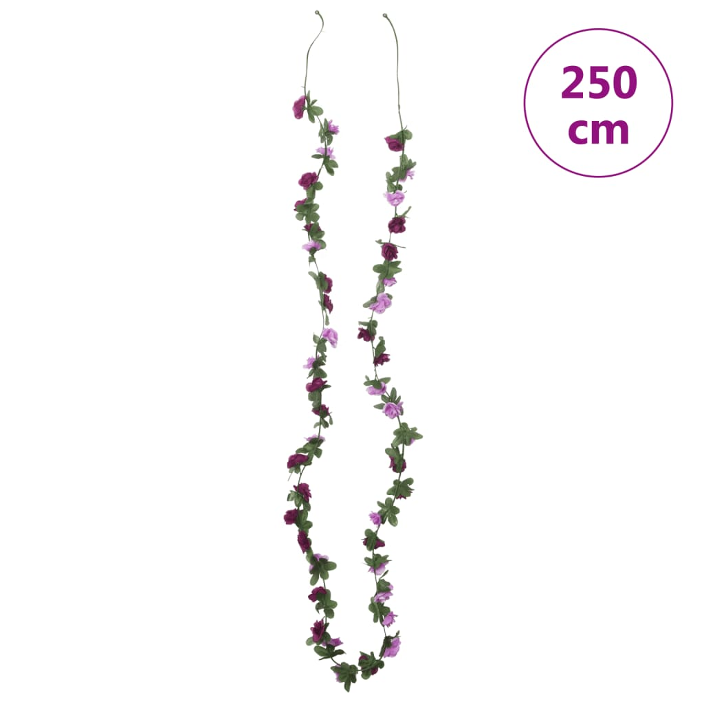 vidaXL Set of 6 Christmas Flower Garlands - Spring Light Purple, 250 cm - Elegant & Realistic Floral Décor - BEYRUN