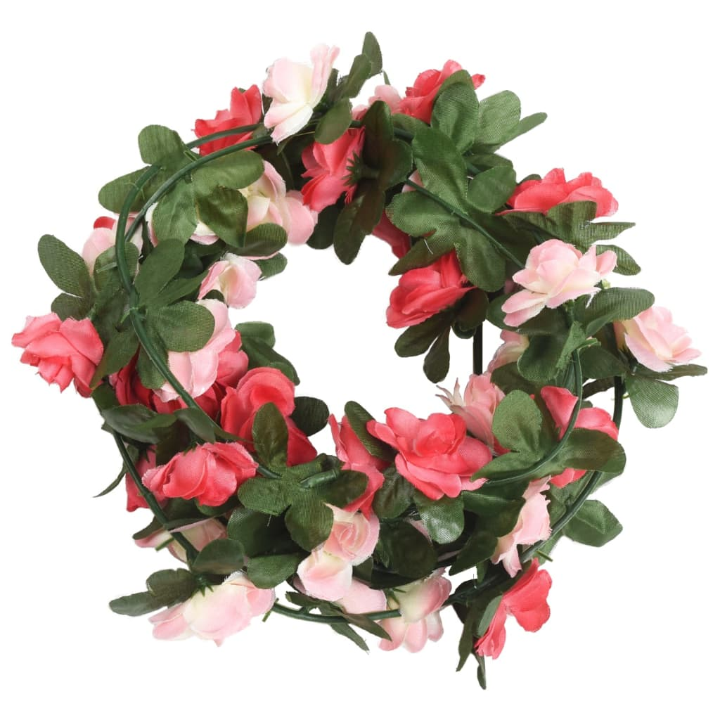 vidaXL 6-Piece Spring Rose Christmas Flower Garlands, 250 cm - Realistic & Lush Decoration for Weddings, Parties, Home Decor - BEYRUN