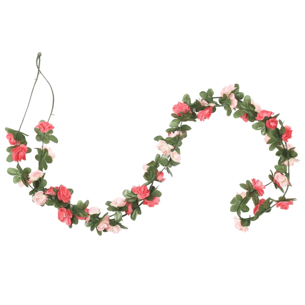 vidaXL 6-Piece Spring Rose Christmas Flower Garlands, 250 cm - Realistic & Lush Decoration for Weddings, Parties, Home Decor - BEYRUN