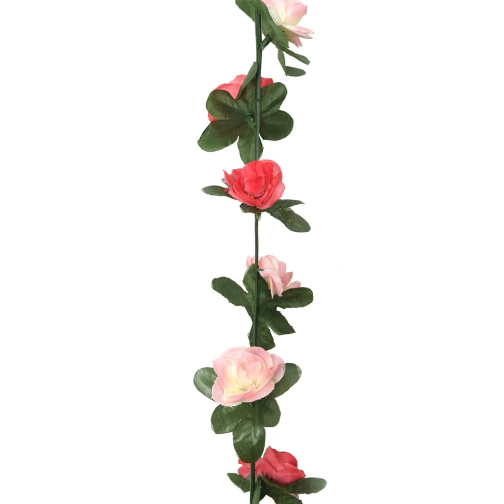 vidaXL 6-Piece Spring Rose Christmas Flower Garlands, 250 cm - Realistic & Lush Decoration for Weddings, Parties, Home Decor - BEYRUN