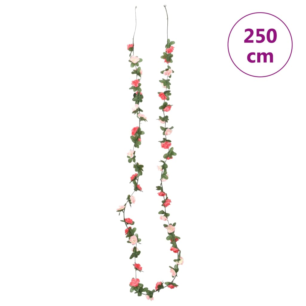 vidaXL 6-Piece Spring Rose Christmas Flower Garlands, 250 cm - Realistic & Lush Decoration for Weddings, Parties, Home Decor - BEYRUN