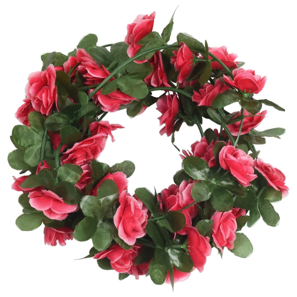 vidaXL 6-Piece Christmas Flower Garlands - 250cm Spring Rose Red Artificial Silk - Perfect for Weddings, Parties & Home Decor - BEYRUN