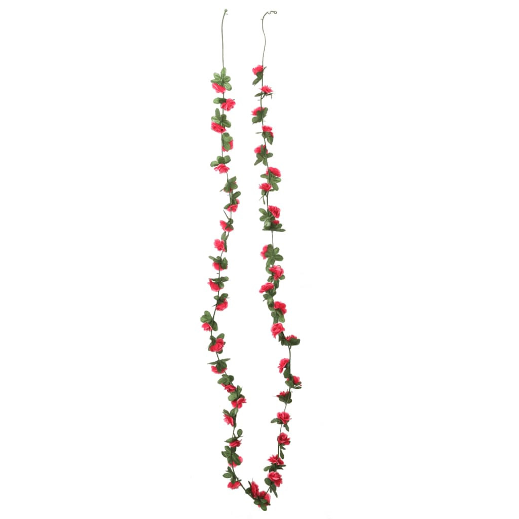 vidaXL 6-Piece Christmas Flower Garlands - 250cm Spring Rose Red Artificial Silk - Perfect for Weddings, Parties & Home Decor - BEYRUN