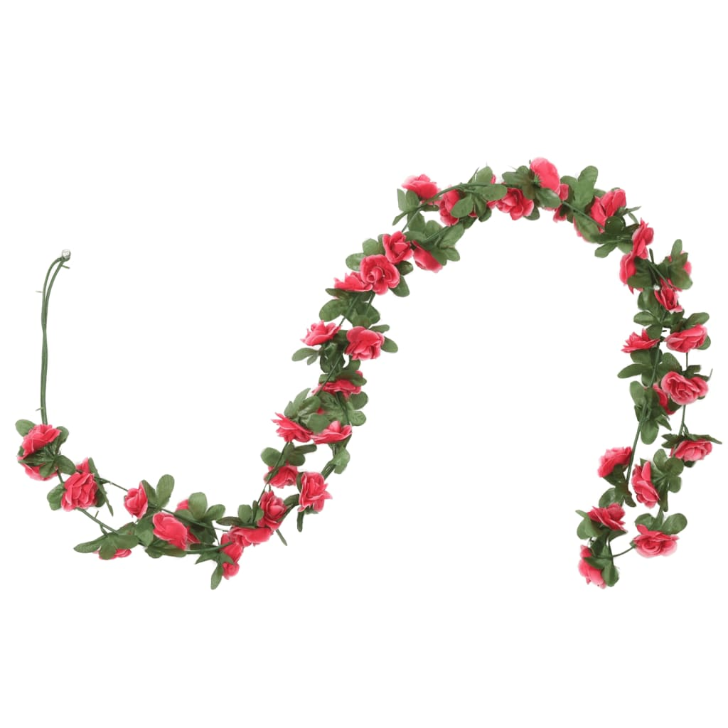 vidaXL 6-Piece Christmas Flower Garlands - 250cm Spring Rose Red Artificial Silk - Perfect for Weddings, Parties & Home Decor - BEYRUN