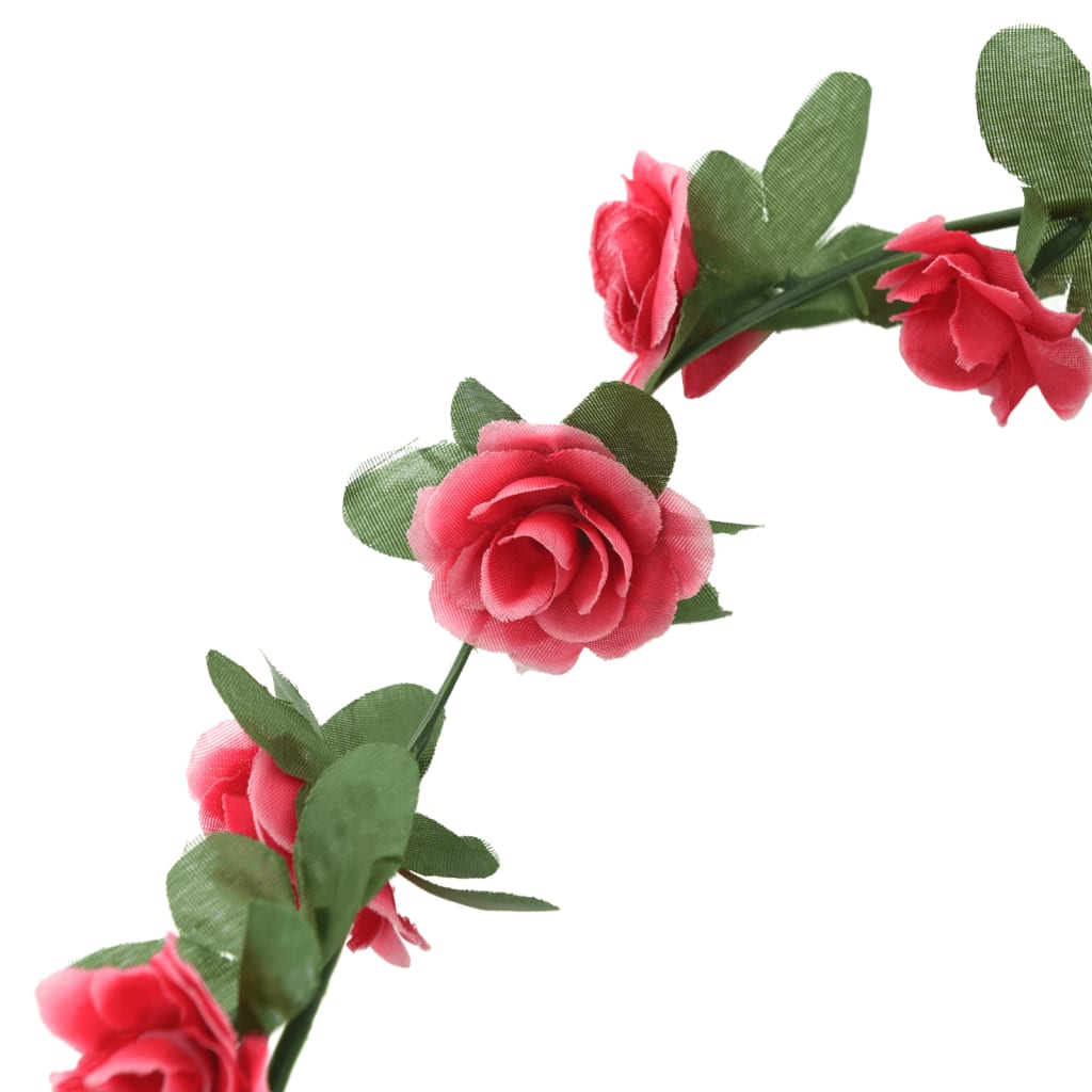 vidaXL 6-Piece Christmas Flower Garlands - 250cm Spring Rose Red Artificial Silk - Perfect for Weddings, Parties & Home Decor - BEYRUN