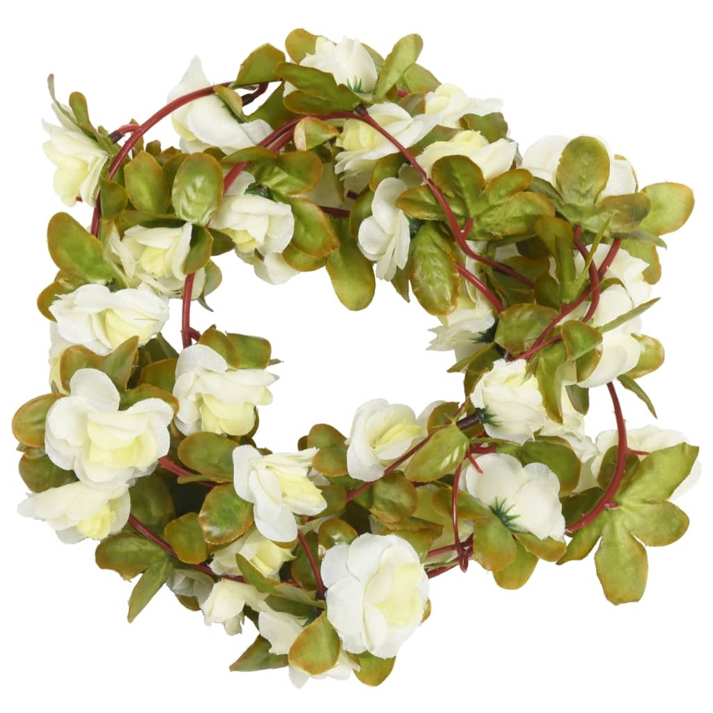 vidaXL 6-Pack Christmas Flower Garlands - Elegant White Artificial Silk & PE - 250 cm Each - Perfect for Holiday Decor, Wedding Arches, and More - BEYRUN