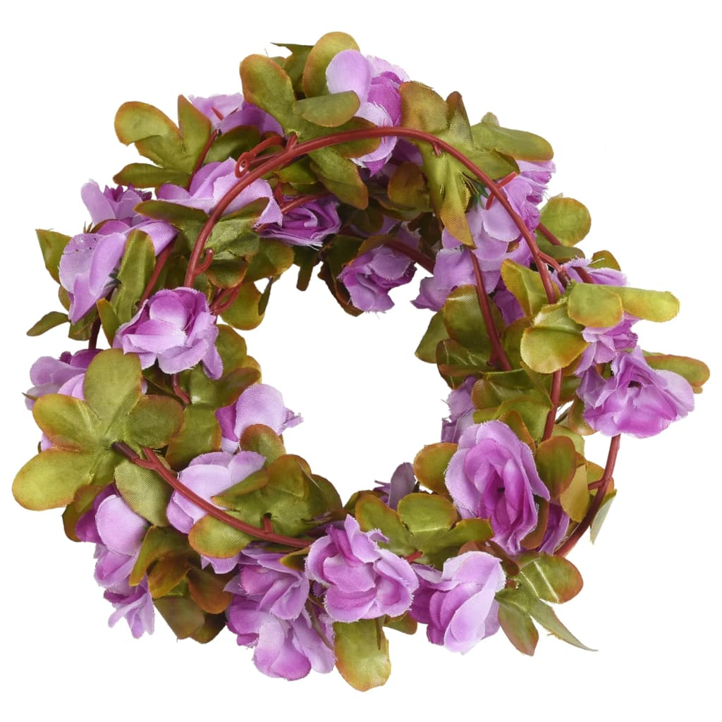 vidaXL 6 pcs Light Purple Christmas Flower Garlands - 250 cm | Elegant & Realistic Holiday Decor - BEYRUN