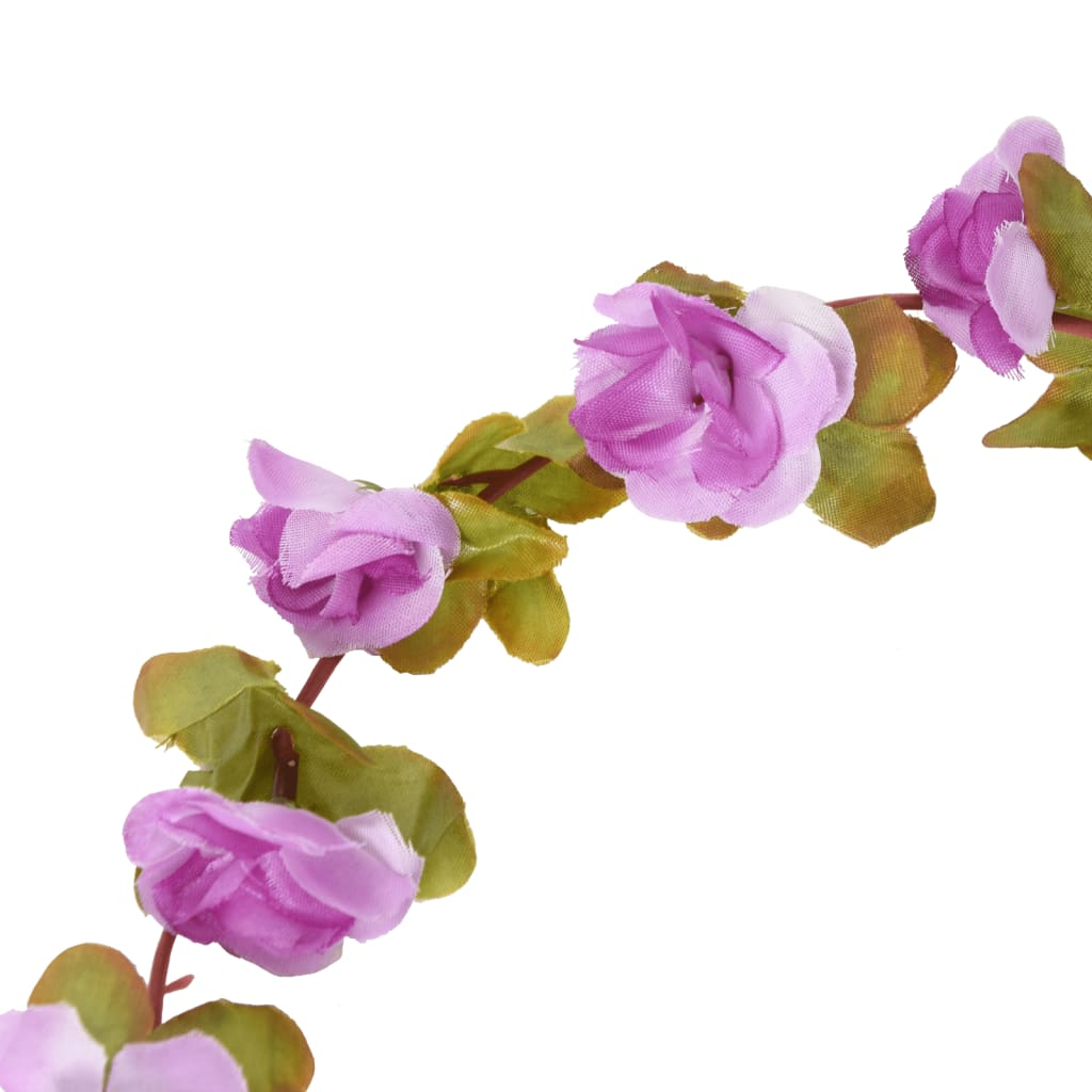 vidaXL 6 pcs Light Purple Christmas Flower Garlands - 250 cm | Elegant & Realistic Holiday Decor - BEYRUN