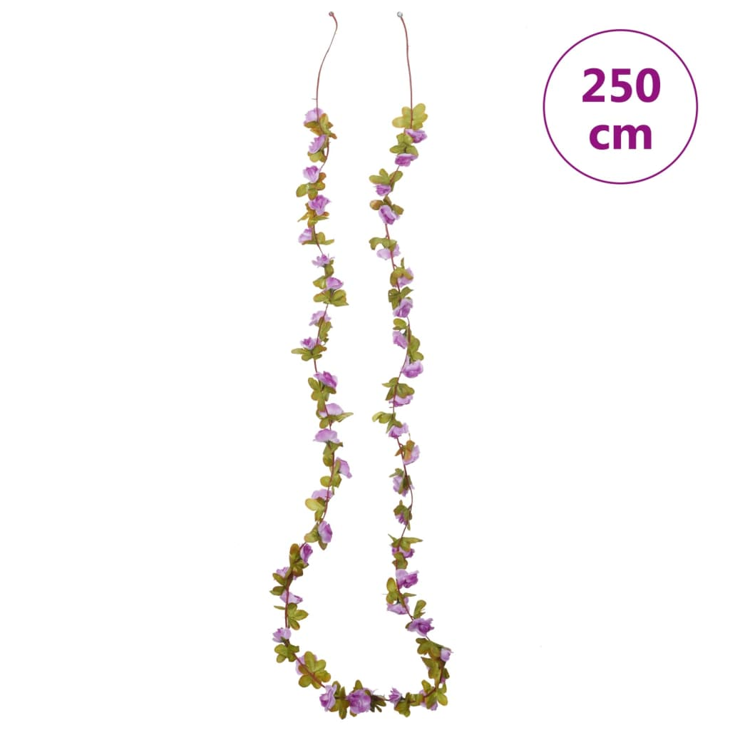 vidaXL 6 pcs Light Purple Christmas Flower Garlands - 250 cm | Elegant & Realistic Holiday Decor - BEYRUN