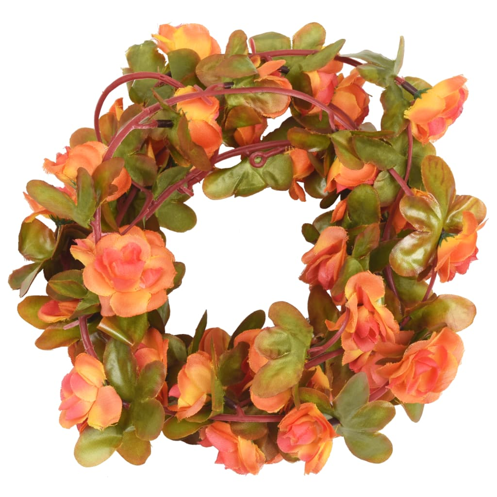 vidaXL Set of 6 Orange 250 cm Christmas Flower Garlands - Artificial Silk & PE - Perfect for Wedding, Party & Holiday Decor - BEYRUN