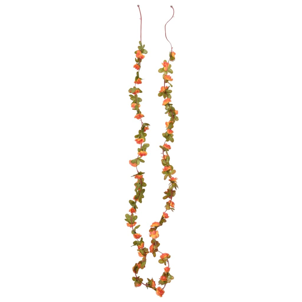 vidaXL Set of 6 Orange 250 cm Christmas Flower Garlands - Artificial Silk & PE - Perfect for Wedding, Party & Holiday Decor - BEYRUN