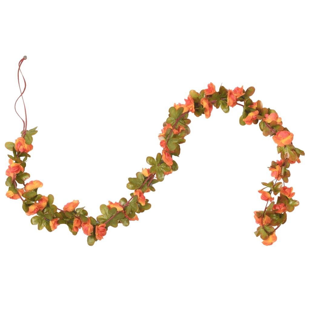 vidaXL Set of 6 Orange 250 cm Christmas Flower Garlands - Artificial Silk & PE - Perfect for Wedding, Party & Holiday Decor - BEYRUN