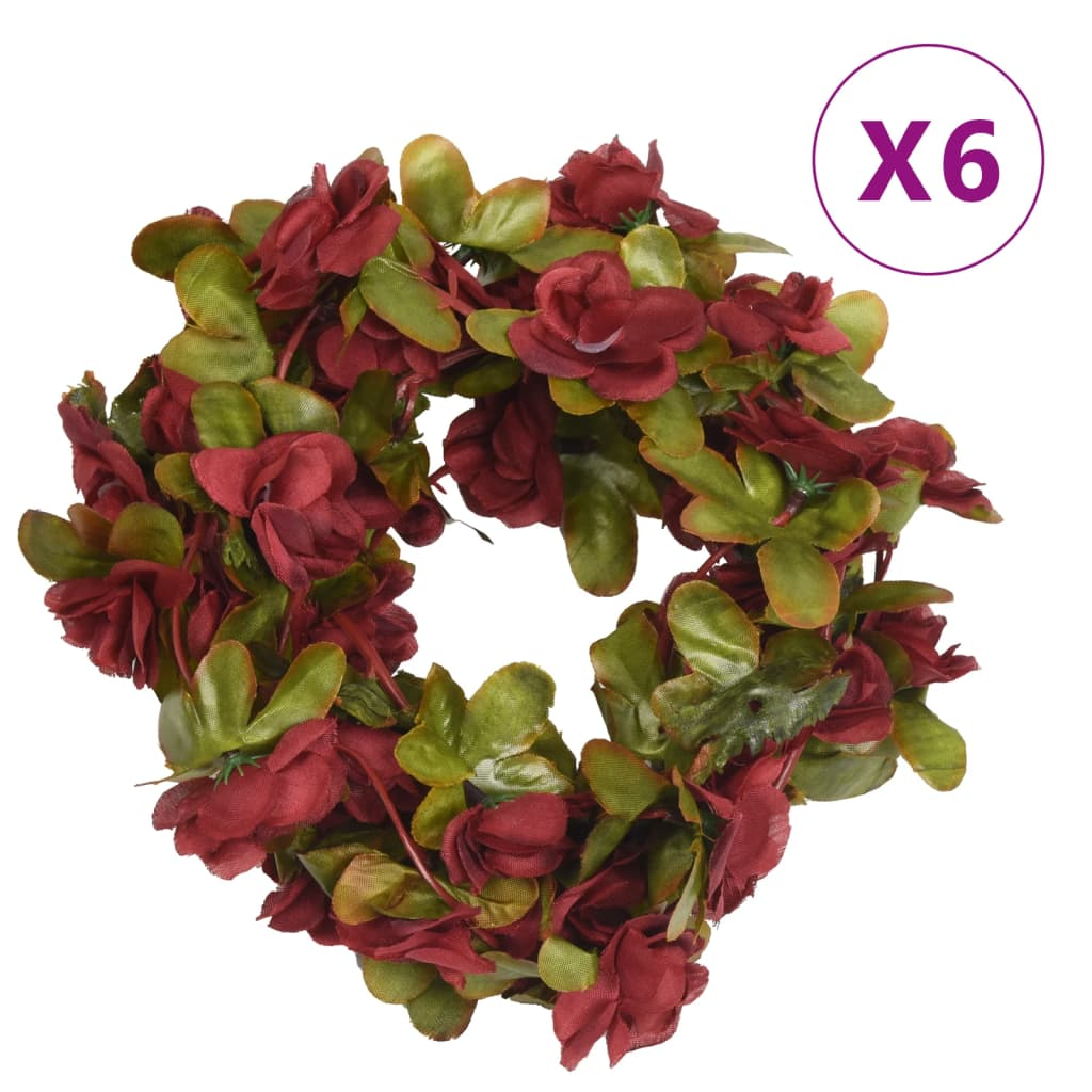 vidaXL Wine Red Christmas Flower Garlands, 250 cm - Set of 6 | Realistic Silk Decorations for Weddings, Parties & Home Decor - BEYRUN