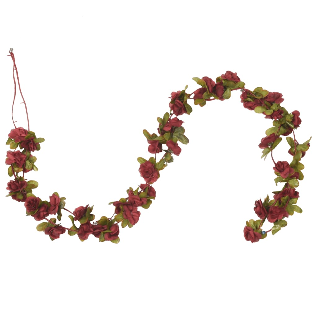 vidaXL Wine Red Christmas Flower Garlands, 250 cm - Set of 6 | Realistic Silk Decorations for Weddings, Parties & Home Decor - BEYRUN