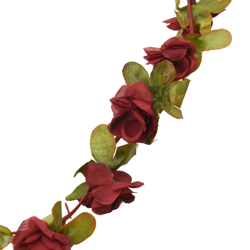 vidaXL Wine Red Christmas Flower Garlands, 250 cm - Set of 6 | Realistic Silk Decorations for Weddings, Parties & Home Decor - BEYRUN