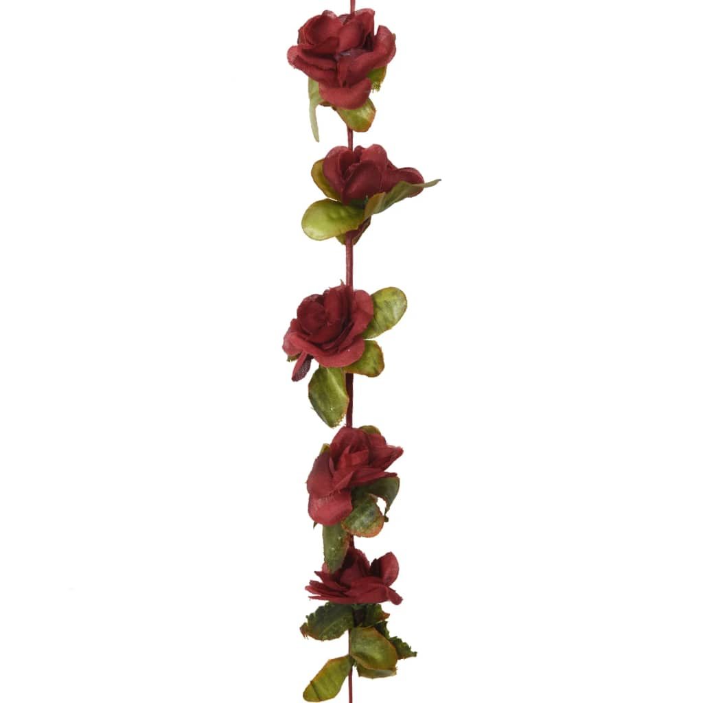 vidaXL Wine Red Christmas Flower Garlands, 250 cm - Set of 6 | Realistic Silk Decorations for Weddings, Parties & Home Decor - BEYRUN