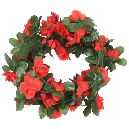 vidaXL 6 pcs 250 cm Christmas Flower Garlands in Spring Red - Elegant & Realistic Décor for Holiday & Event Decorations - BEYRUN