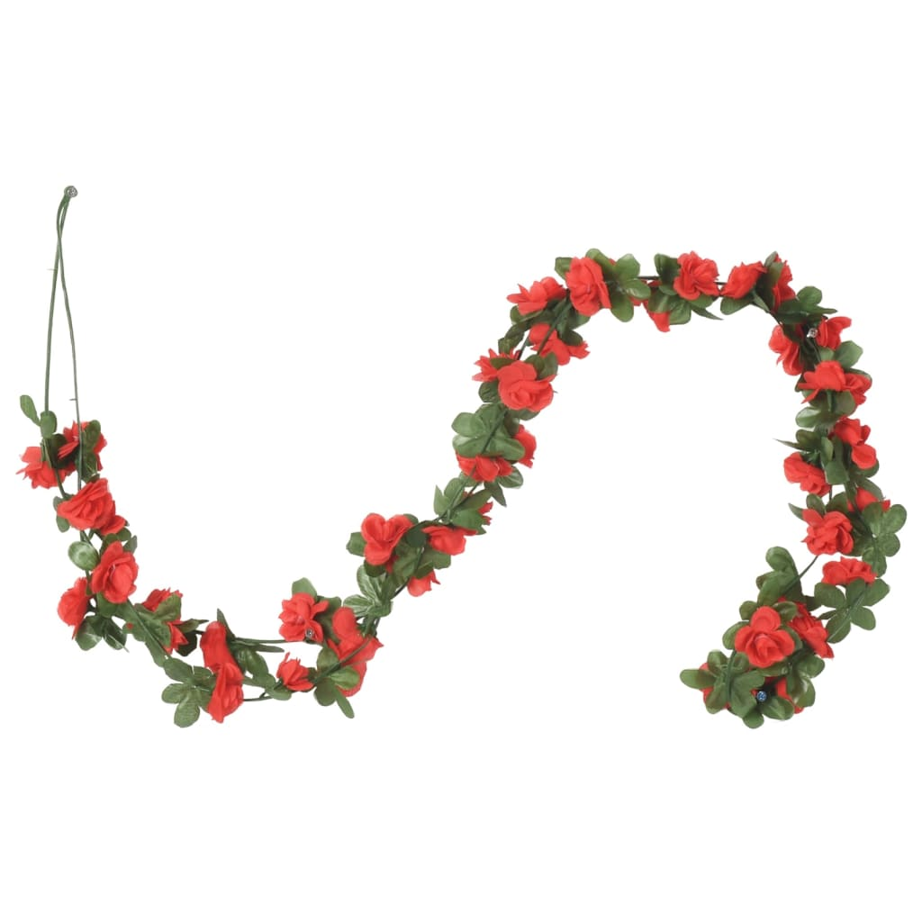 vidaXL 6 pcs 250 cm Christmas Flower Garlands in Spring Red - Elegant & Realistic Décor for Holiday & Event Decorations - BEYRUN