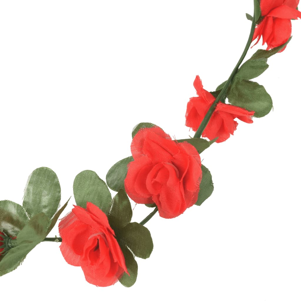 vidaXL 6 pcs 250 cm Christmas Flower Garlands in Spring Red - Elegant & Realistic Décor for Holiday & Event Decorations - BEYRUN