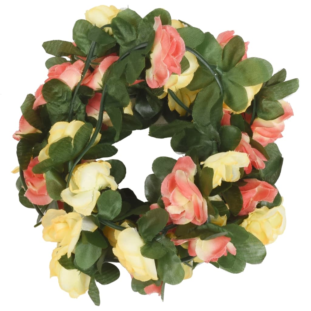 vidaXL 6-Pack 250 cm Spring Sunset Red Christmas Flower Garlands – Stunning Silk & PE Artificial Floral Vines for Festive Decorations - BEYRUN