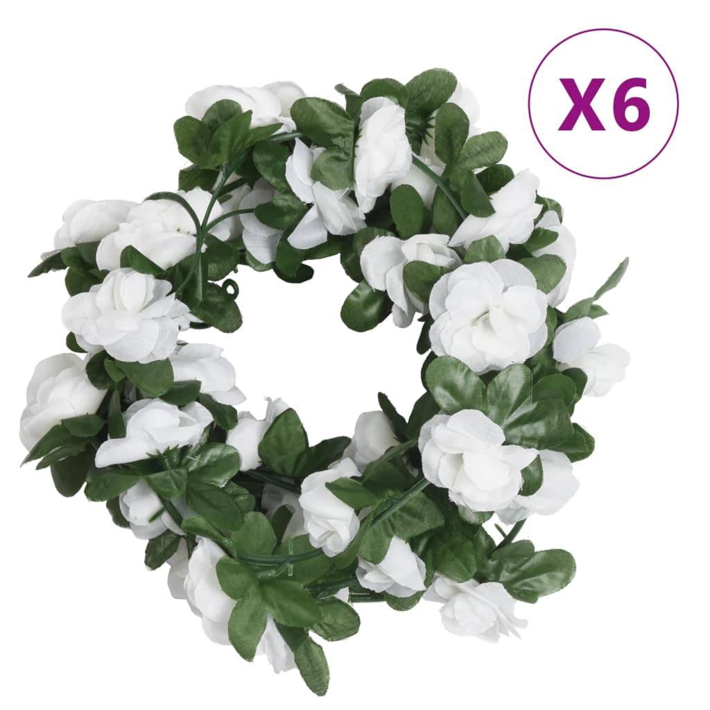 vidaXL 6 pcs 250 cm Artificial Spring White Christmas Flower Garlands - Lifelike Decoration for Weddings, Parties & More - BEYRUN