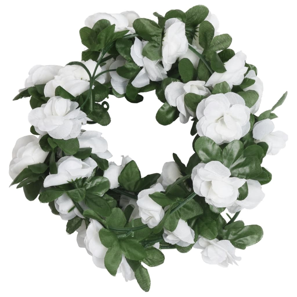 vidaXL 6 pcs 250 cm Artificial Spring White Christmas Flower Garlands - Lifelike Decoration for Weddings, Parties & More - BEYRUN