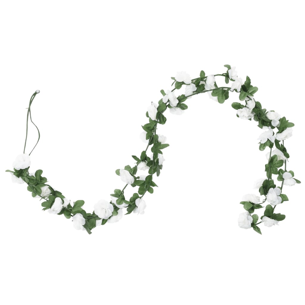 vidaXL 6 pcs 250 cm Artificial Spring White Christmas Flower Garlands - Lifelike Decoration for Weddings, Parties & More - BEYRUN