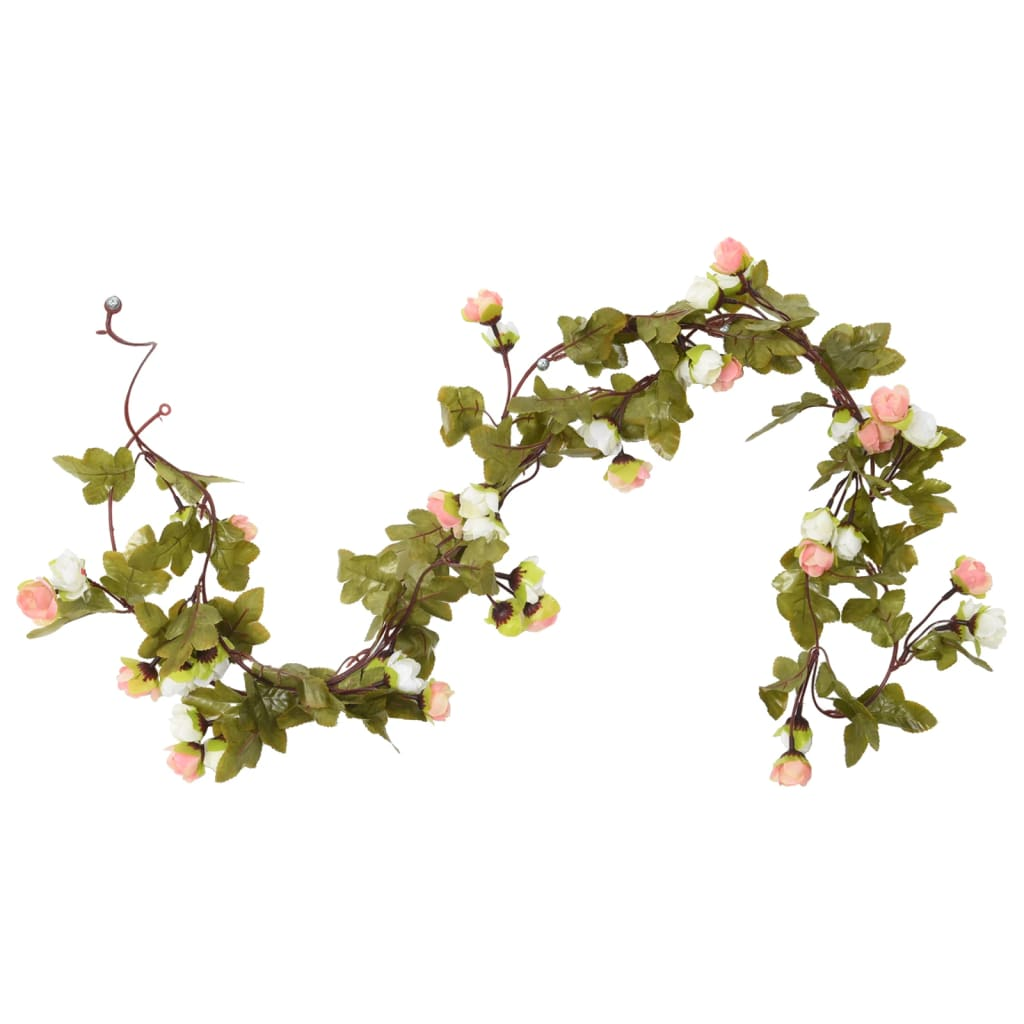 vidaXL Christmas Flower Garlands 6 pcs Champagne 215 cm - Elegant Artificial Silk Holiday Decor - BEYRUN